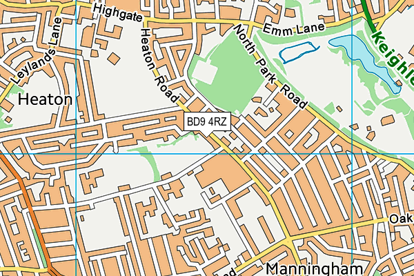 BD9 4RZ map - OS VectorMap District (Ordnance Survey)