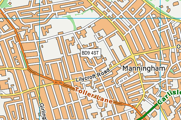 BD9 4ST map - OS VectorMap District (Ordnance Survey)