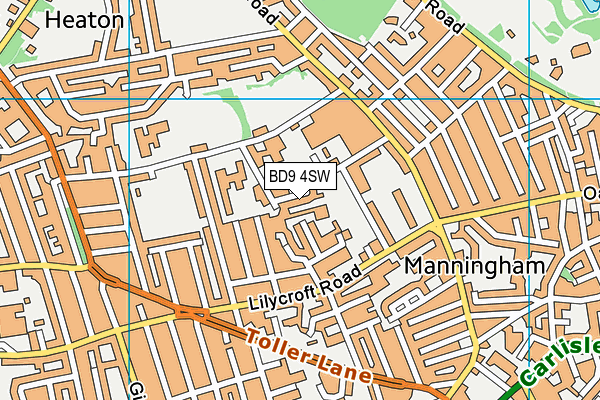 BD9 4SW map - OS VectorMap District (Ordnance Survey)