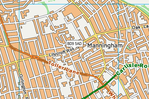 Lilycroft Primary School map (BD9 5AD) - OS VectorMap District (Ordnance Survey)