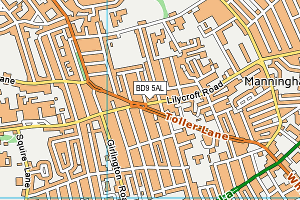 BD9 5AL map - OS VectorMap District (Ordnance Survey)