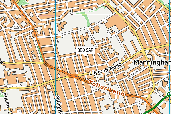 BD9 5AP map - OS VectorMap District (Ordnance Survey)