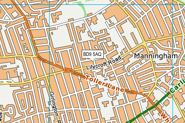 BD9 5AQ map - OS VectorMap District (Ordnance Survey)