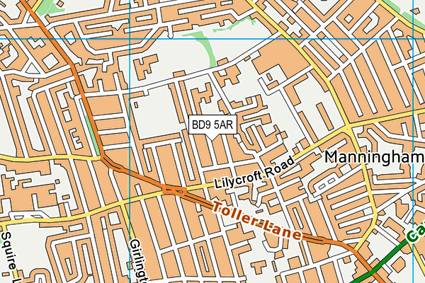 BD9 5AR map - OS VectorMap District (Ordnance Survey)
