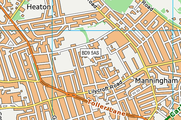 BD9 5AS map - OS VectorMap District (Ordnance Survey)