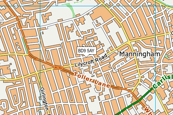 BD9 5AY map - OS VectorMap District (Ordnance Survey)