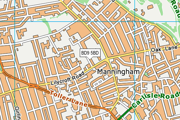 BD9 5BD map - OS VectorMap District (Ordnance Survey)