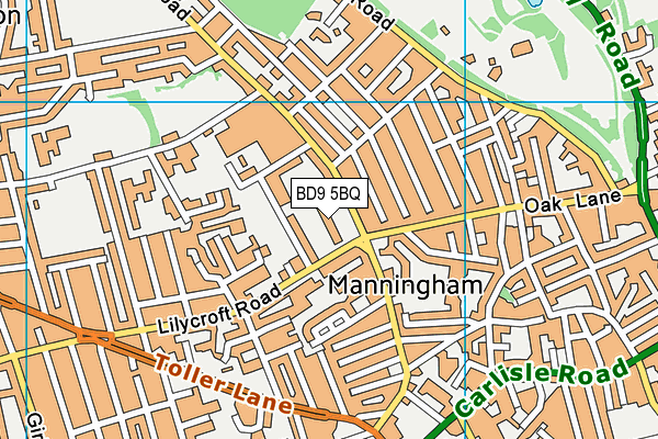 BD9 5BQ map - OS VectorMap District (Ordnance Survey)