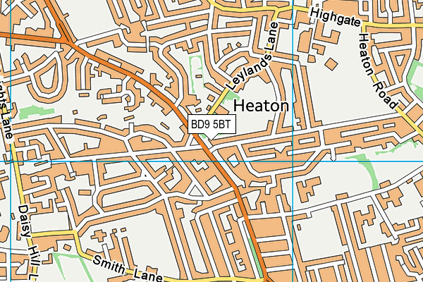 BD9 5BT map - OS VectorMap District (Ordnance Survey)