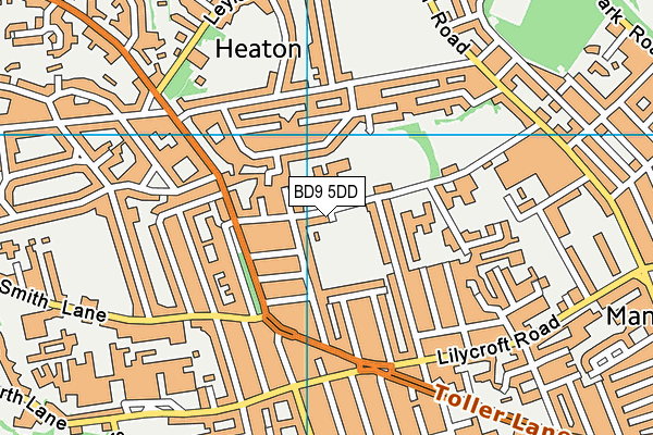 BD9 5DD map - OS VectorMap District (Ordnance Survey)
