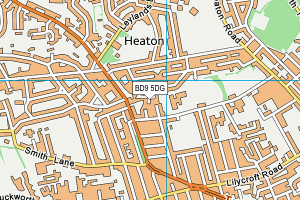 BD9 5DG map - OS VectorMap District (Ordnance Survey)