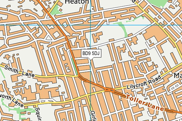 BD9 5DJ map - OS VectorMap District (Ordnance Survey)