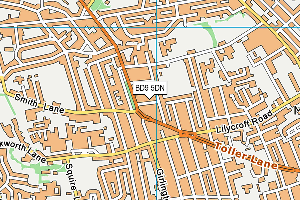 BD9 5DN map - OS VectorMap District (Ordnance Survey)