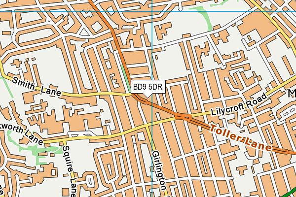 BD9 5DR map - OS VectorMap District (Ordnance Survey)