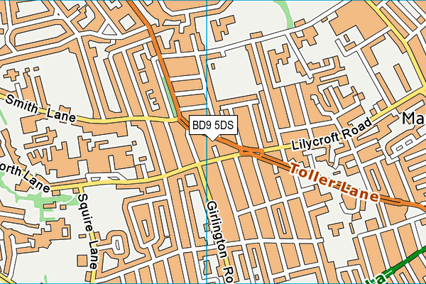 BD9 5DS map - OS VectorMap District (Ordnance Survey)