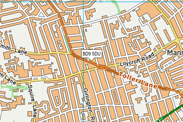 BD9 5DU map - OS VectorMap District (Ordnance Survey)