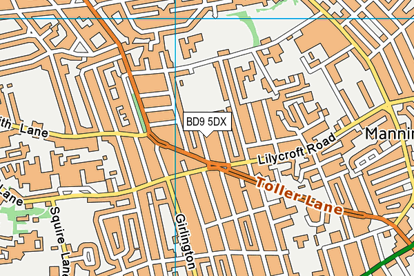 BD9 5DX map - OS VectorMap District (Ordnance Survey)