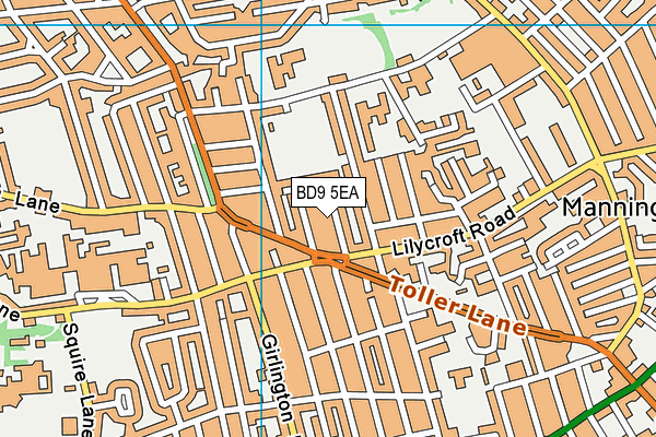 BD9 5EA map - OS VectorMap District (Ordnance Survey)