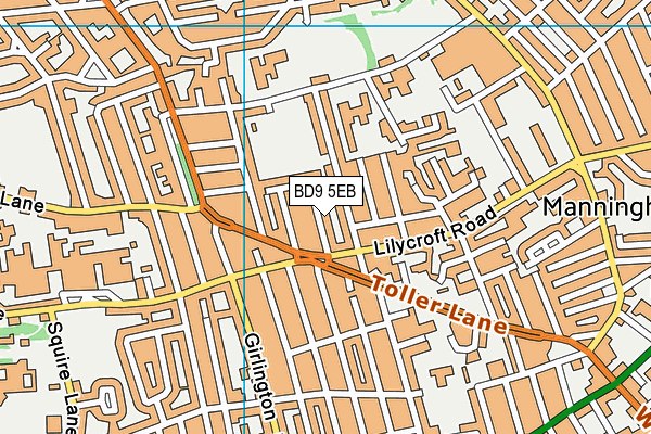 BD9 5EB map - OS VectorMap District (Ordnance Survey)