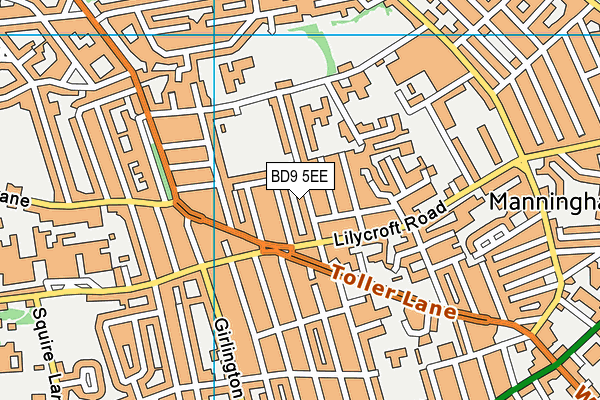 BD9 5EE map - OS VectorMap District (Ordnance Survey)