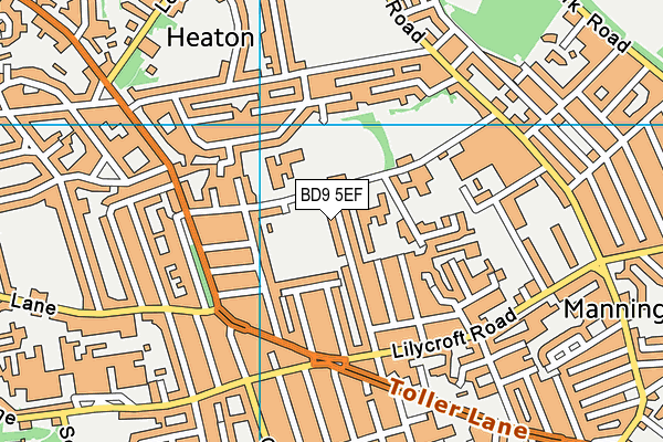 BD9 5EF map - OS VectorMap District (Ordnance Survey)