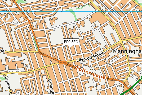BD9 5EG map - OS VectorMap District (Ordnance Survey)