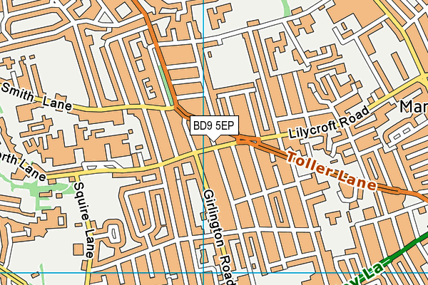 BD9 5EP map - OS VectorMap District (Ordnance Survey)