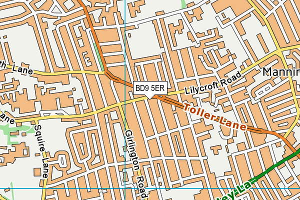 BD9 5ER map - OS VectorMap District (Ordnance Survey)