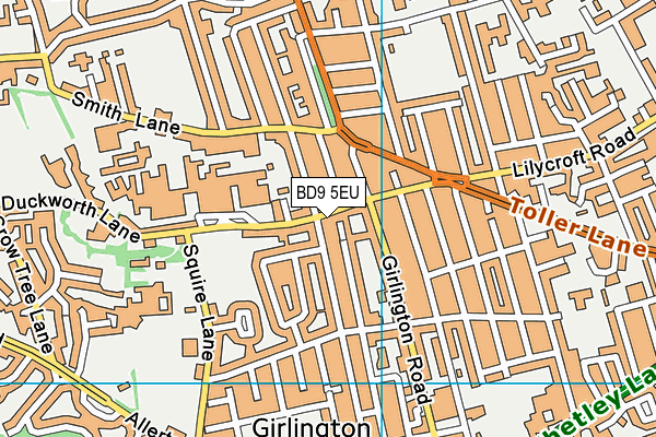 BD9 5EU map - OS VectorMap District (Ordnance Survey)