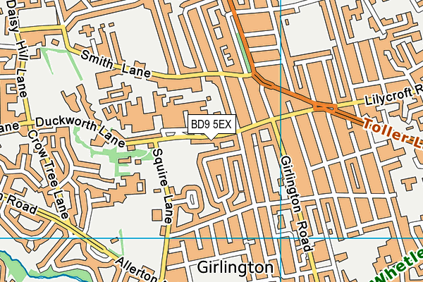 BD9 5EX map - OS VectorMap District (Ordnance Survey)