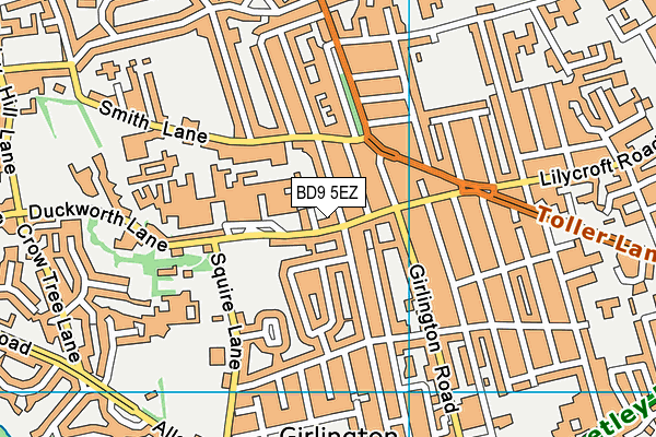 BD9 5EZ map - OS VectorMap District (Ordnance Survey)