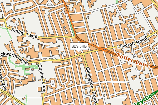 BD9 5HB map - OS VectorMap District (Ordnance Survey)