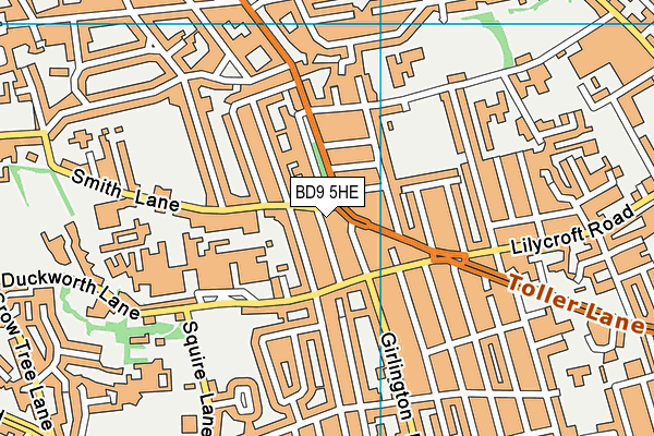 BD9 5HE map - OS VectorMap District (Ordnance Survey)