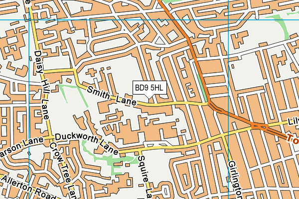 BD9 5HL map - OS VectorMap District (Ordnance Survey)