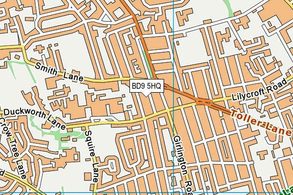 BD9 5HQ map - OS VectorMap District (Ordnance Survey)