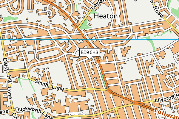 BD9 5HS map - OS VectorMap District (Ordnance Survey)