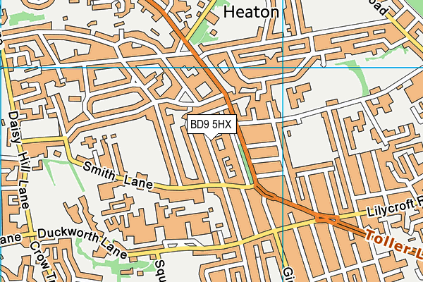 BD9 5HX map - OS VectorMap District (Ordnance Survey)