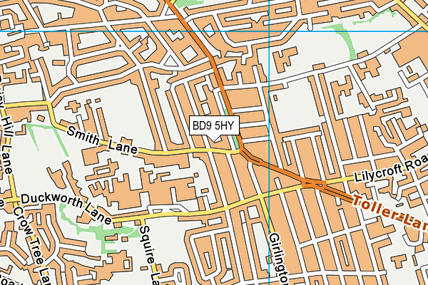 BD9 5HY map - OS VectorMap District (Ordnance Survey)