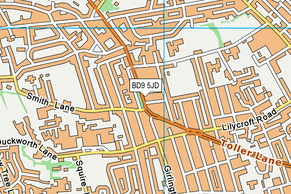 BD9 5JD map - OS VectorMap District (Ordnance Survey)