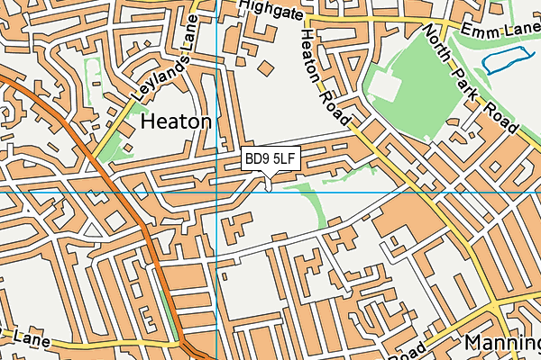 BD9 5LF map - OS VectorMap District (Ordnance Survey)