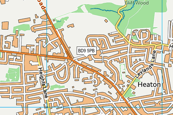 BD9 5PB map - OS VectorMap District (Ordnance Survey)