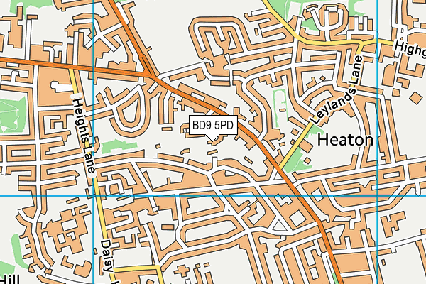 BD9 5PD map - OS VectorMap District (Ordnance Survey)