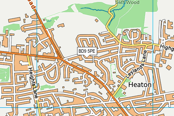 BD9 5PE map - OS VectorMap District (Ordnance Survey)