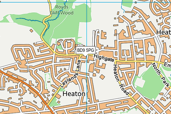 BD9 5PG map - OS VectorMap District (Ordnance Survey)