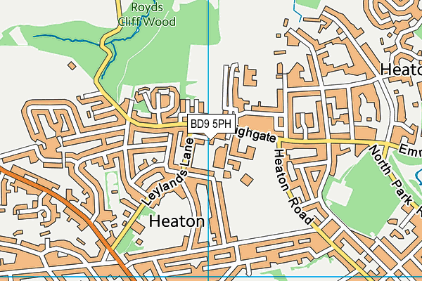 Heaton Tennis And Squash Club map (BD9 5PH) - OS VectorMap District (Ordnance Survey)