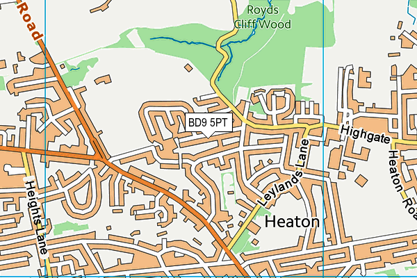 BD9 5PT map - OS VectorMap District (Ordnance Survey)