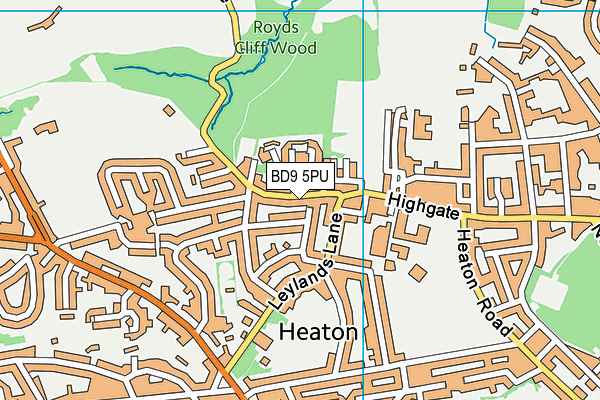 BD9 5PU map - OS VectorMap District (Ordnance Survey)