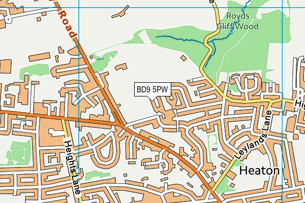BD9 5PW map - OS VectorMap District (Ordnance Survey)