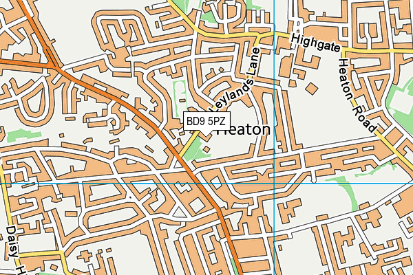 BD9 5PZ map - OS VectorMap District (Ordnance Survey)