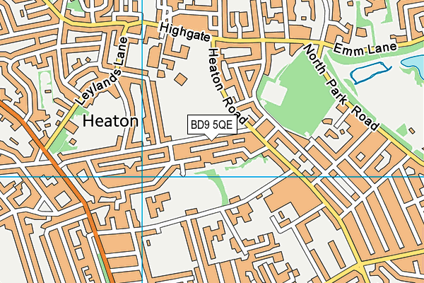 BD9 5QE map - OS VectorMap District (Ordnance Survey)